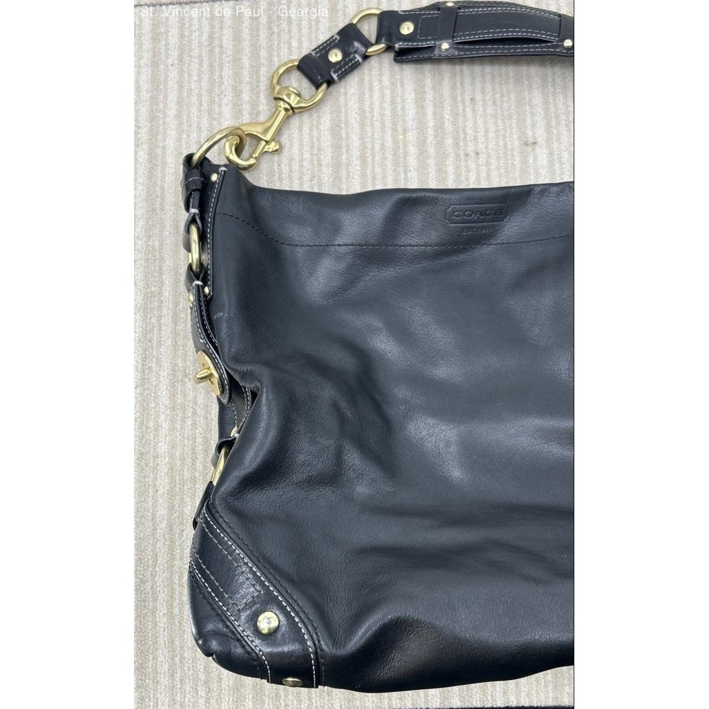 Coach Carly Large Hobo Shoulder Bag Brown Full-Grain Leather buckles 10616 Y2K - Picture 9 of 12